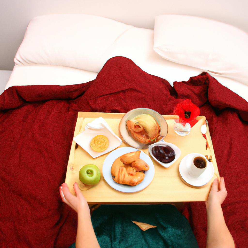 Woman serving breakfast in bed